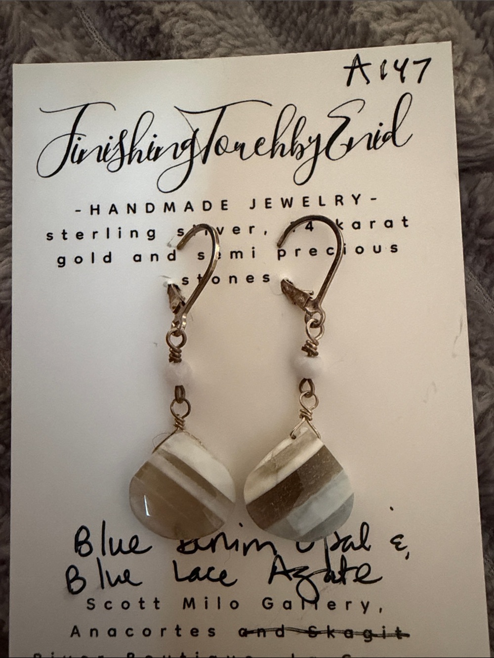 Blue Denim Opal and Blue Lace Agate Drop Earrings - Silver
